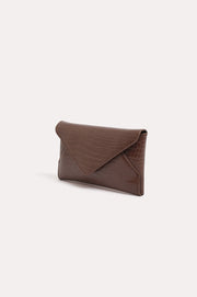 Madeleine Croc Envelope Cross Body Bag (Chocolate)