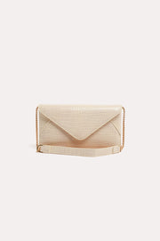 Madeleine Croc Envelope Cross Body Bag (Nude)