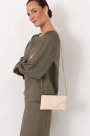 Madeleine Croc Envelope Cross Body Bag (Nude)