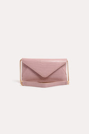 Madeleine Croc Envelope Cross Body Bag (Pink)