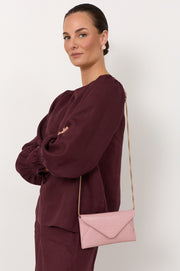 Madeleine Croc Envelope Cross Body Bag (Pink)