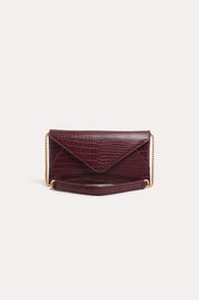 Madeleine Croc Envelope Cross Body Bag (Plum)