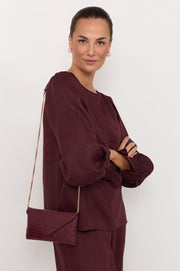 Madeleine Croc Envelope Cross Body Bag (Plum)