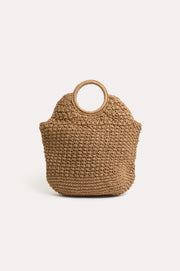 Top Handle Natural Weave Tote (Camel)