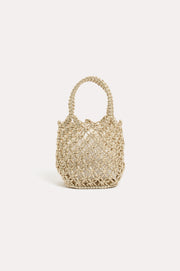 Metallic Macrame Mini Tote (Gold)