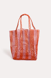 Aster Large Timber Bead Tote (Orange/Pink)