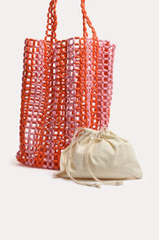 Aster Large Timber Bead Tote (Orange/Pink)
