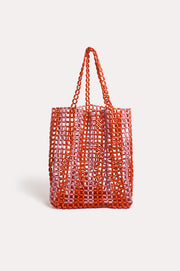 Aster Large Timber Bead Tote (Orange/Pink)