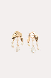 Freshwater Pearl Chandelier Earrings (Gold/Cream)