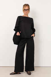 Clover Linen Top (Black)
