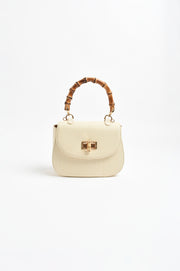 Marissa Woven Bamboo Curved Mini Bag (Cream)