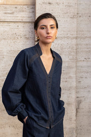 Vivi Lightweight Denim Top (Dark Denim)