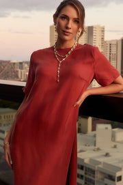 Ryan Cupro Maxi Dress (Rust)