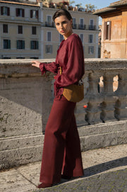 Lucy Patch Pocket Denim Pant (Burgundy)