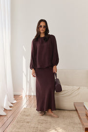 Ulla Boat Neck Cupro Top (Plum)