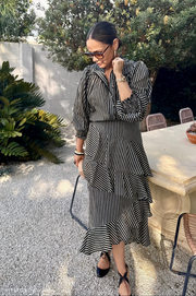 Peta Frilled Stripe Skirt (Stripe)