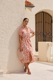 Vivi Linen Midi Dress (Surat Print)