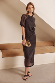 Reece Straight Midi Skirt (Black)