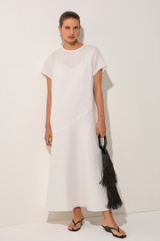 Georgie Linen Midi Dress (White)