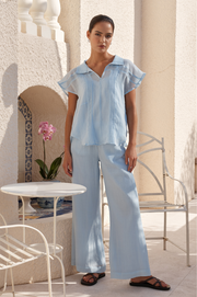 Asani Pleated Wide Leg Pant (Blue)