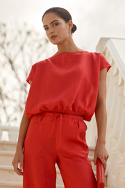 Waverly Linen Top (Red)