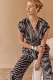 Ursula Cotton Crossover Top (Stripe)