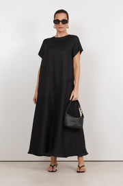 Georgie Linen Midi Dress (Black)