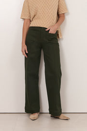 Rosalie Patch Pocket Denim Pant (Khaki)