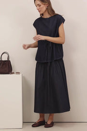 Lennox Tie Detail Lightweight Denim Top (Denim)
